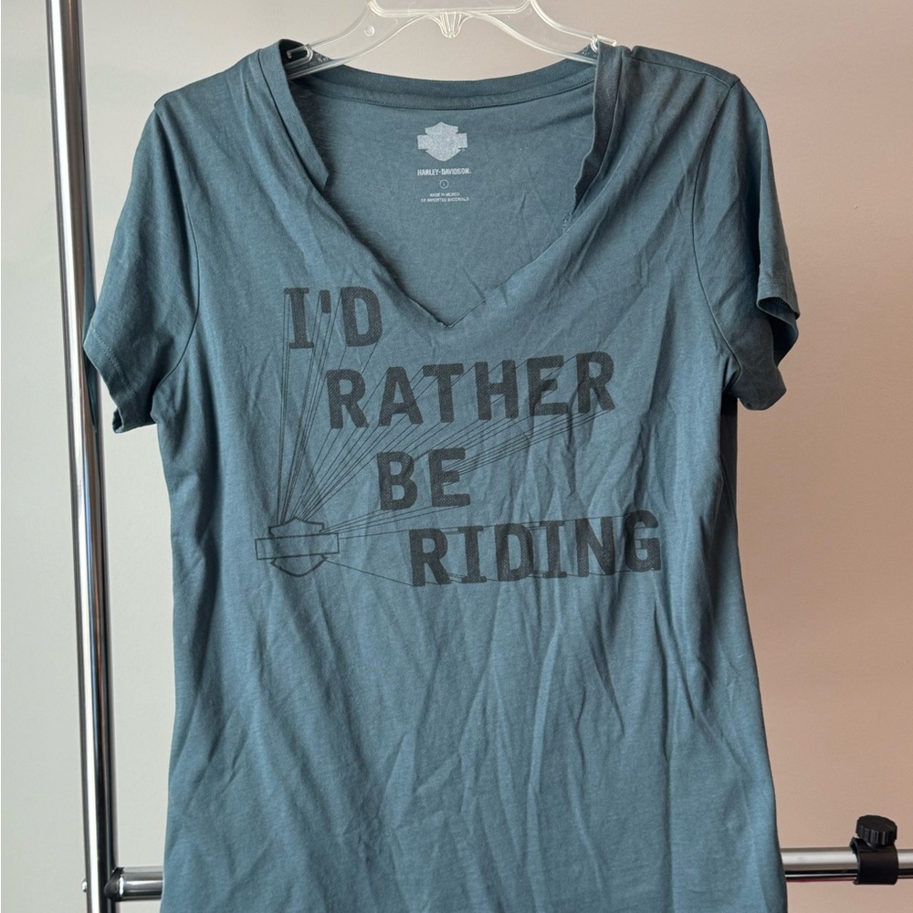 Harley-Davidson Teal 'I'd Rather Be Riding' Tee